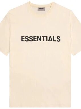 Essentials Fear Of God Unisex Cream/Light Tan T‑Shirt with Black Logo